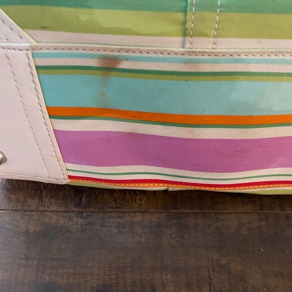 Coach Hampton Multi Colour Canvas striped Satchel - Picture 12 of 15